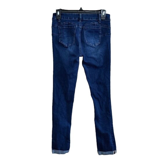 Wax Skinny Jeans Butt I Love You Womens Size 7 Distressed Cuffed Hems Denim - Picture 4 of 4